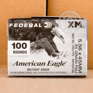 A photo of a box of Federal ammo in 5.56x45mm.