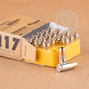 Image of SIG 9mm Luger pistol ammunition.