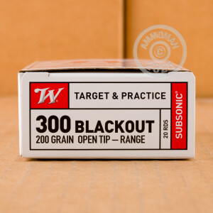 Photograph showing detail of 300 AAC BLACKOUT WINCHESTER SUBSONIC 200 GRAIN OPEN TIP (200 ROUNDS)