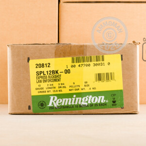 Image of the 12 GAUGE REMINGTON EXPRESS LE 2-3/4" 9-PELLET 00 BUCKSHOT (25 ROUNDS) available at AmmoMan.com.