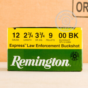 Image of the 12 GAUGE REMINGTON EXPRESS LE 2-3/4" 9-PELLET 00 BUCKSHOT (25 ROUNDS) available at AmmoMan.com.