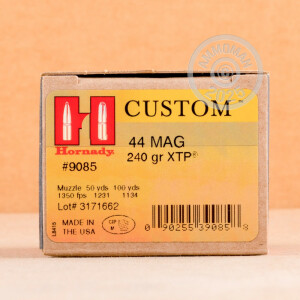 Image of the 44 MAGNUM HORNADY CUSTOM XTP 240 GRAIN JHP (20 ROUNDS) available at AmmoMan.com.