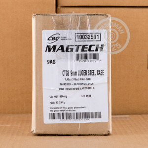 Image of the 9MM MAGTECH STEEL 115 GRAIN FMJ (50 ROUNDS) **STEEL CASES** available at AmmoMan.com.