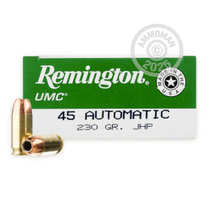 Photograph showing detail of 45 ACP REMINGTON UMC 230 GRAIN JHP (500 ROUNDS)