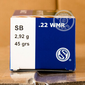 Photograph showing detail of 22 MAGNUM SELLIER & BELLOT 45 GRAIN CPRN (50 ROUNDS)