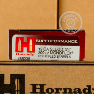 Photograph showing detail of 12 GAUGE HORNADY SUPERFORMANCE 300 GRAIN 2-3/4" MONOFLEX SABOT SLUG (5 ROUNDS)