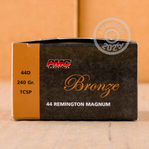 Photo detailing the 44 MAGNUM PMC BRONZE 240 GRAIN TCSP (25 ROUNDS) for sale at AmmoMan.com.