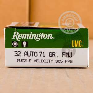 Photo detailing the 32 ACP REMINGTON UMC 71 GRAIN FMJ (50 ROUNDS) for sale at AmmoMan.com.
