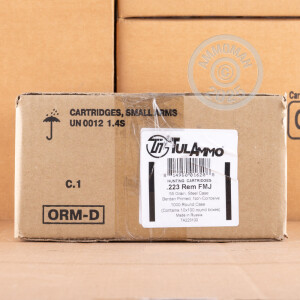 Image of Tula Cartridge Works 223 Remington rifle ammunition.