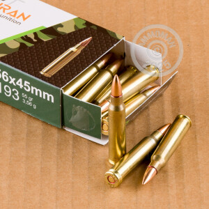 A photograph of 750 rounds of 55 grain 5.56x45mm ammo with a FMJ bullet for sale.