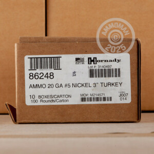 Photo detailing the 20 GAUGE HORNADY HEAVY MAGNUM TURKEY 3" 1-3/8 OZ. #5 SHOT (10 ROUNDS) for sale at AmmoMan.com.