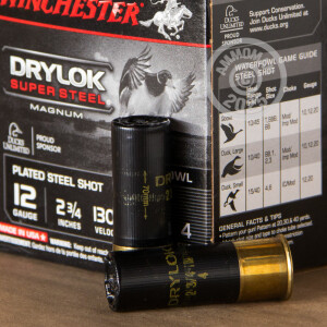 Photo detailing the 12 GAUGE WINCHESTER DRYLOK SUPER STEEL 2-3/4" #4 (25 SHELLS) for sale at AmmoMan.com.