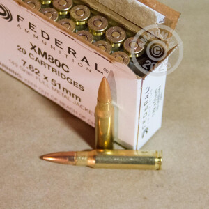 Photo detailing the 7.62x51MM FEDERAL 149 GRAIN FULL METAL JACKET (500 ROUNDS) for sale at AmmoMan.com.