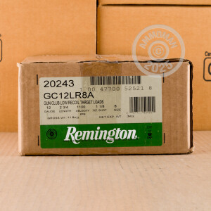 Image of 12 GAUGE REMINGTON GUN CLUB TARGET LOAD LOW RECOIL 2-3/4" 1-1/8 OZ. #8 SHOT (25 ROUNDS)