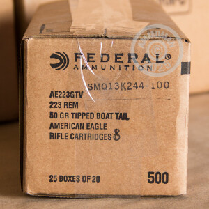 Image of the 223 REM. FEDERAL AMERICAN EAGLE 50 GRAIN POLYMER TIPPED VARMINT (500 ROUNDS) available at AmmoMan.com.