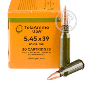 Image of Tela Ammo 5.45 x 39 Russian bulk rifle ammunition.