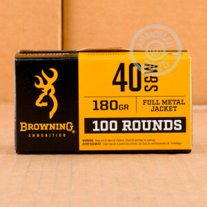 A photograph of 500 rounds of 180 grain .40 Smith & Wesson ammo with a FMJ bullet for sale.