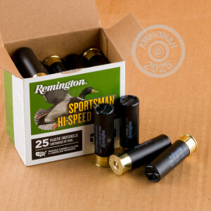 Photo detailing the 12 GAUGE REMINGTON SPORTSMAN HI-SPEED STEEL 3" 1-1/8 OZ. BB STEEL SHOT (250 ROUNDS) for sale at AmmoMan.com.