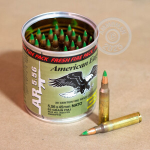 Image of 5.56x45mm rifle ammunition at AmmoMan.com.