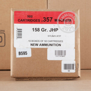 Photograph showing detail of 357 MAGNUM BLACK HILLS 158 GRAIN JHP (50 ROUNDS)