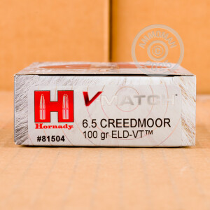 Image of the 6.5 CREEDMOOR HORNADY V-MATCH 100 GRAIN ELD-VT (20 ROUNDS) available at AmmoMan.com.