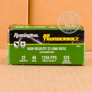 Photo detailing the 22 LR REMINGTON 22 THUNDERBOLT 40 GRAIN LRN (525 ROUNDS) for sale at AmmoMan.com.