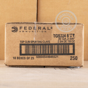 Image of the 20 GAUGE FEDERAL TOP GUN SPORTING 2-3/4" 7/8 OZ. #8 SHOT (250 ROUNDS) available at AmmoMan.com.