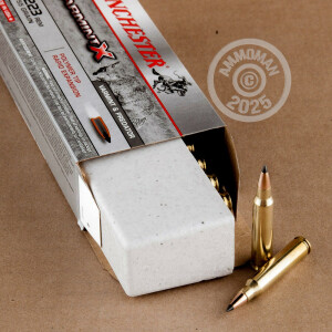 Image of 223 Remington ammo by Winchester that's ideal for hunting varmint sized game.