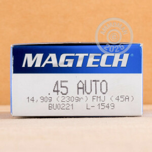 A photo of a box of Magtech ammo in .45 Automatic.