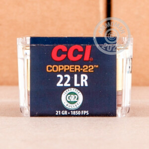 Photo detailing the 22 LR CCI COPPER-22 21 GRAIN LEAD-FREE HP (50 ROUNDS) for sale at AmmoMan.com.