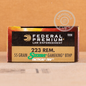 Photograph showing detail of 223 REM FEDERAL LE TACTICAL RIFLE URBAN 55 GRAIN GAMEKING BTHP (500 ROUNDS)