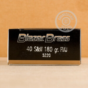 Photo detailing the 40 S&W BLAZER BRASS 180 GRAIN FMJ (250 ROUNDS) for sale at AmmoMan.com.