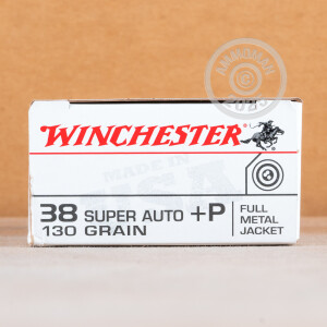 Image of the 38 SUPER +P WINCHESTER 130 GRAIN FMJ (50 ROUNDS) available at AmmoMan.com.