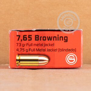 Image detailing the brass case and boxer primers on the GECO ammunition.