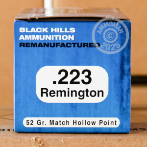 Photograph showing detail of 223 REM BLACK HILLS REMANUFACTURED 52 GRAIN JHP (1000 Rounds)