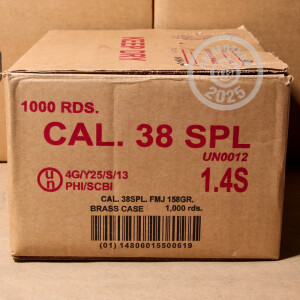 Image of the .38 SPECIAL ARMSCOR 158 GRAIN FMJ (1000 ROUNDS) available at AmmoMan.com.