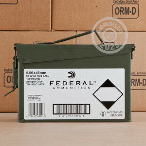 Image of the 5.56x45MM FEDERAL 55 GRAIN XM193 FULL METAL JACKET (420 ROUNDS) available at AmmoMan.com.