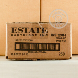 Photograph showing detail of 20 GAUGE ESTATE CARTRIDGE HV 2-3/4" 3/4 OZ #4 STEEL SHOT (25 ROUNDS)