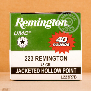 Photograph showing detail of .223 REMINGTON UMC 45 GRAIN JHP (40 ROUNDS)