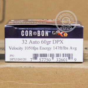 Image of the 32 ACP CORBON DPX 60 GRAIN SCHP (20 ROUNDS) available at AmmoMan.com.