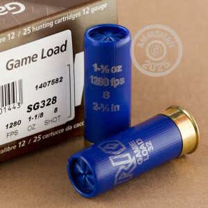 Photo detailing the 12 GAUGE RIO GAME LOAD 2-3/4“ 1-1/8 OZ. #8 SHOT (25 ROUNDS) for sale at AmmoMan.com.