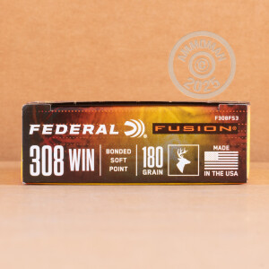 Photograph showing detail of .308 WIN. FEDERAL FUSION 180 GRAIN (20 ROUNDS)