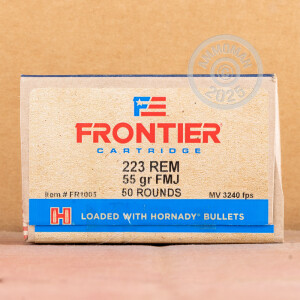 Photograph showing detail of 223 REM HORNADY FRONTIER 55 GRAIN FMJ (500 ROUNDS)