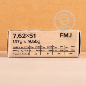 Image of the 7.62X51 SELLIER & BELLOT 147 GRAIN FMJ (600 ROUNDS) available at AmmoMan.com.