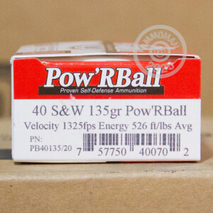 Image of the 40 S&W CORBON POW'RBALL SLUG 135 GRAIN POW'RBALL (20 ROUNDS) available at AmmoMan.com.