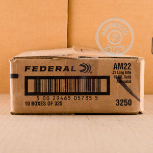 Image of the 22 LR FEDERAL AUTOMATCH TARGET 40 GRAIN LEAD ROUND NOSE #AM22 (325 ROUNDS) available at AmmoMan.com.