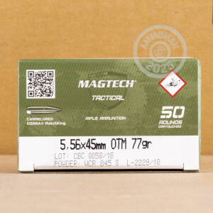 Photograph showing detail of 5.56X45MM MAGTECH 77 GRAIN HPBT CANNELURED MATCHKING (1000 ROUNDS)