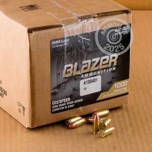 Image of 9mm Luger pistol ammunition at AmmoMan.com.