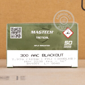 Photograph showing detail of 300 AAC BLACKOUT MAGTECH FIRST DEFENSE 123 GRAIN FMJ (50 ROUNDS)