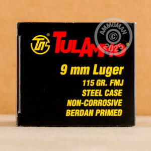 An image of 9mm Luger ammo made by Tula Cartridge Works at AmmoMan.com.